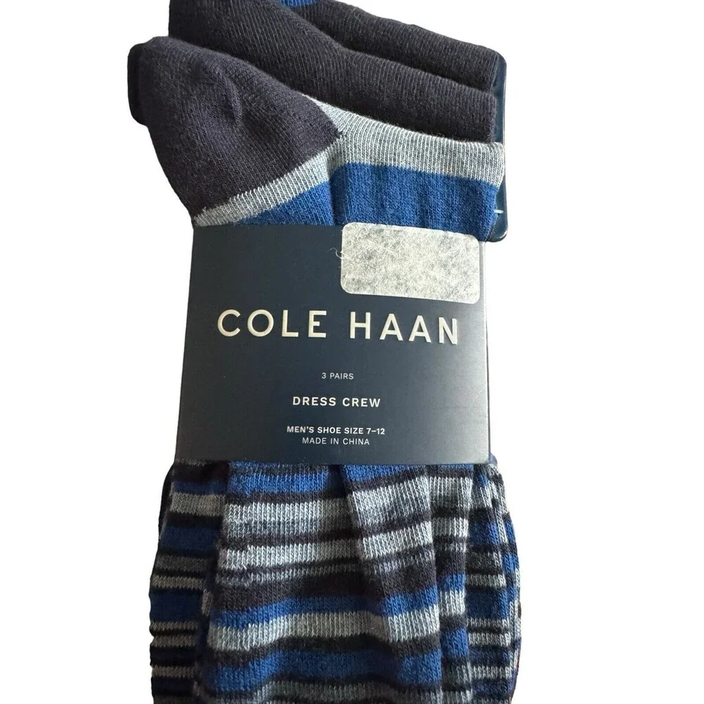 Cole Haan Men's‎ Dress Crew Socks 3 Pair Black Blue Men’s Shoe Sz 7-12
